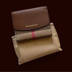 Burberry Brown and Red Leather Card Holder